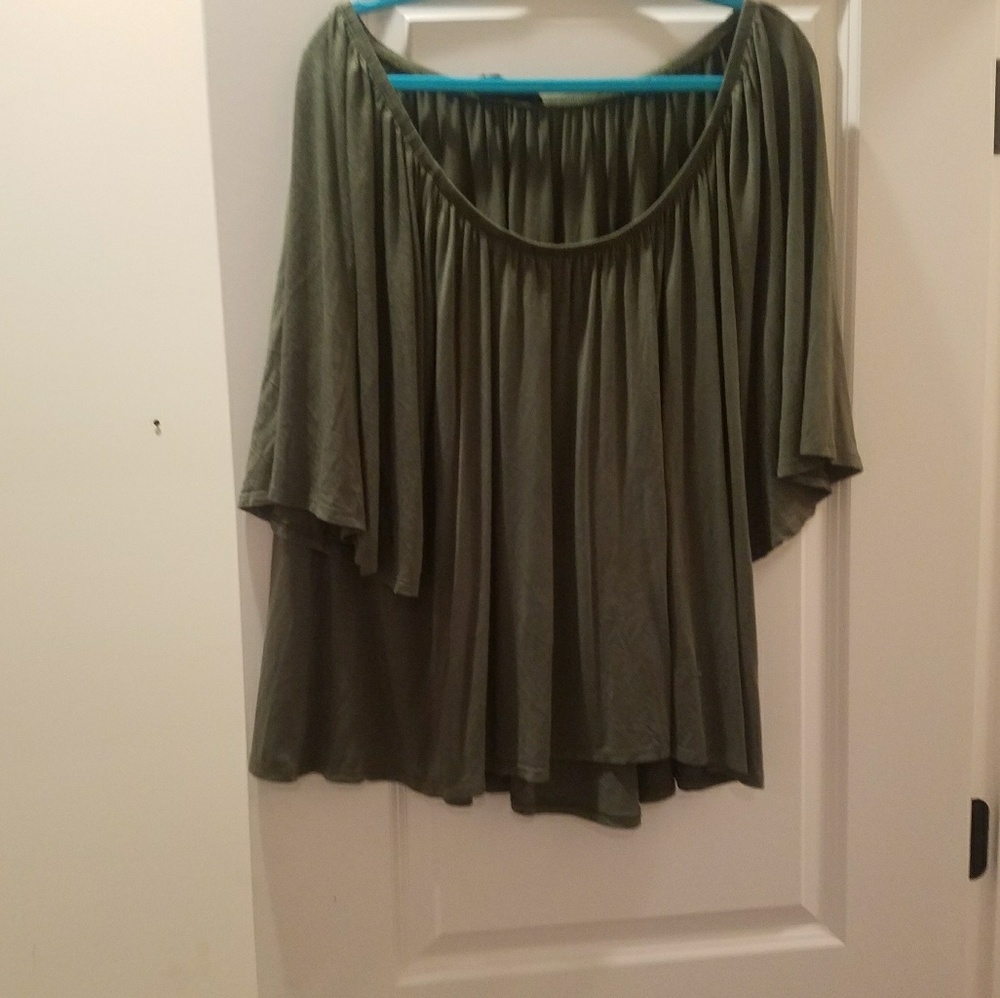 Off Shoulder Olive Top